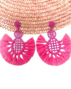 Feversave Pendientes Abanico Fucsia
