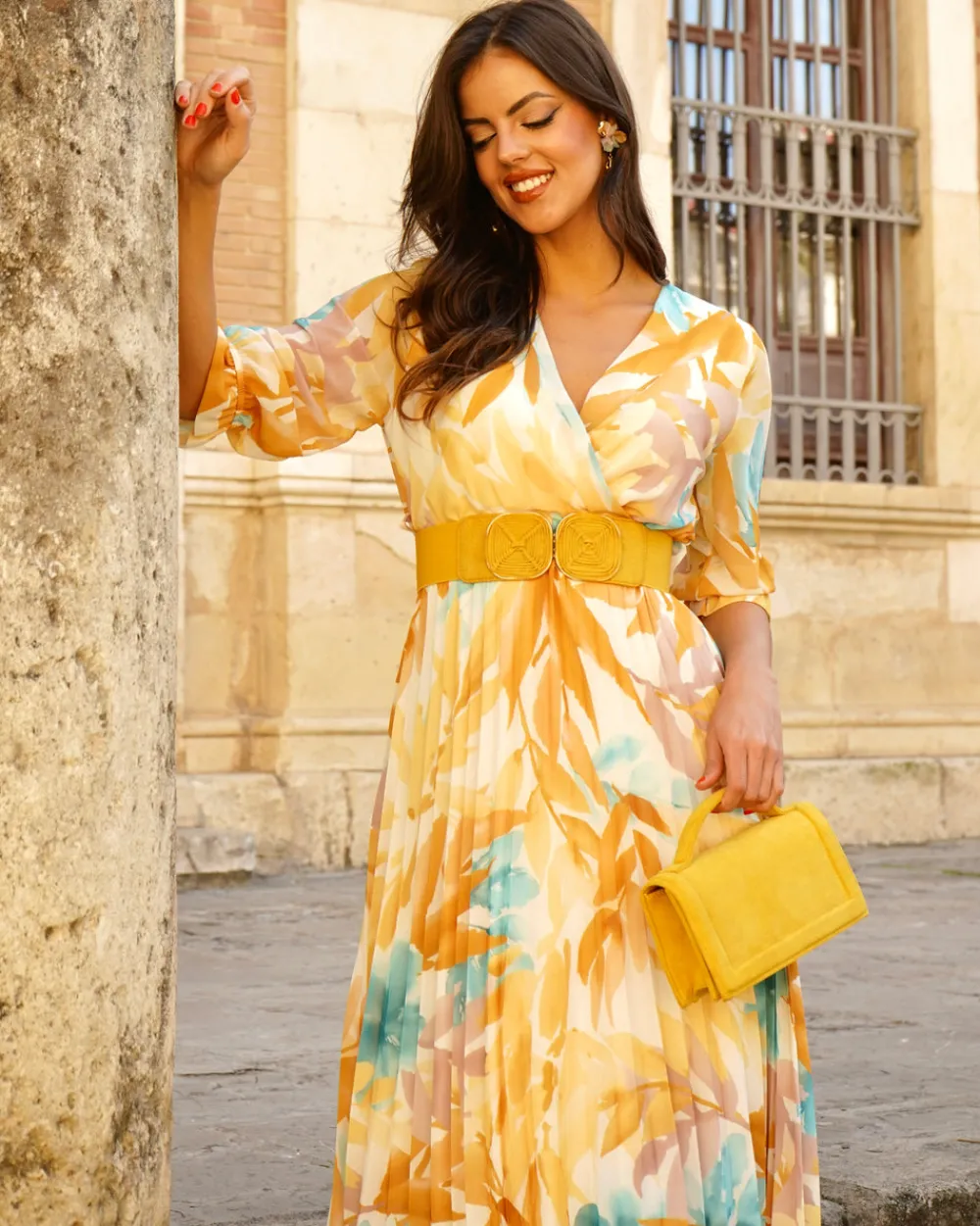 Feversave Vestido Italia Mostaza