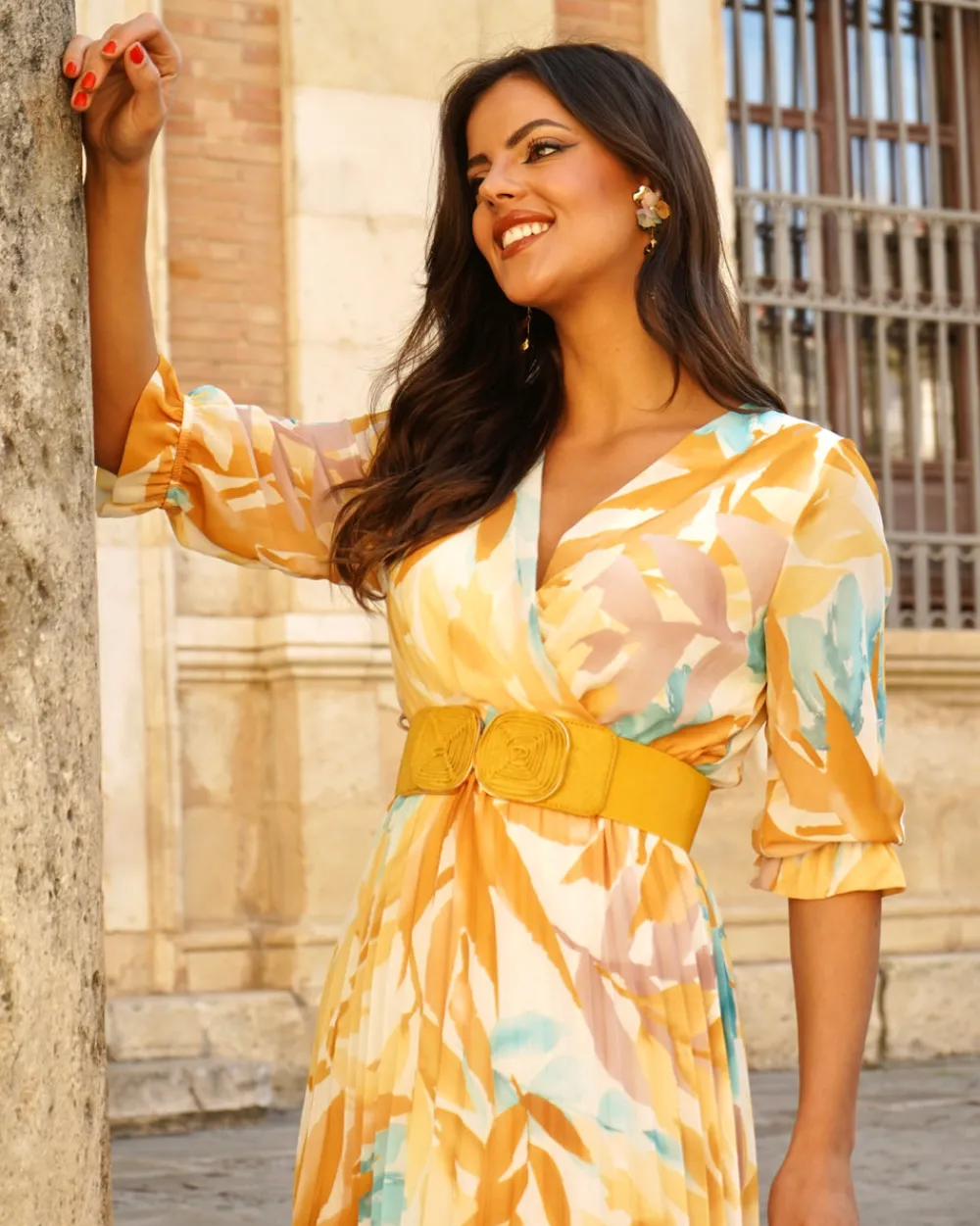 Feversave Vestido Italia Mostaza
