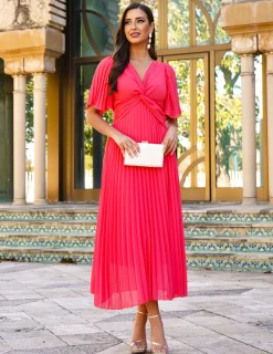 Feversave Vestido Mariola Coral oscuro